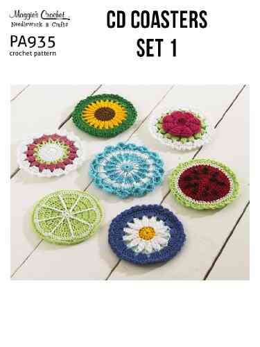 Crochet Pattern Everyday CD Coasters Set 1 PA935 R