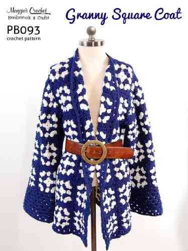 Crochet Pattern Granny Square Coat PB093 R