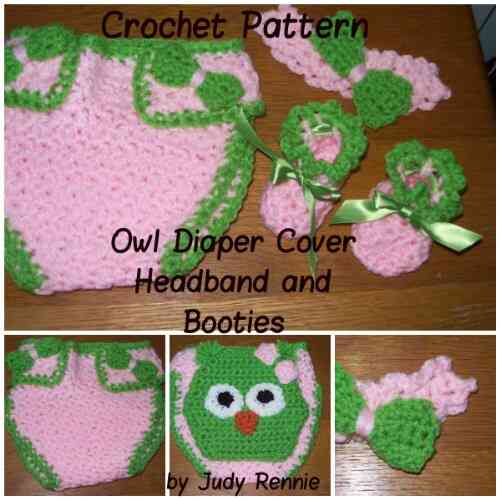 Crochet Pattern Owl Diaper Cover Set