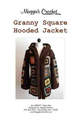 Crochet Pattern Scrap Granny Hooded Jacket PA877