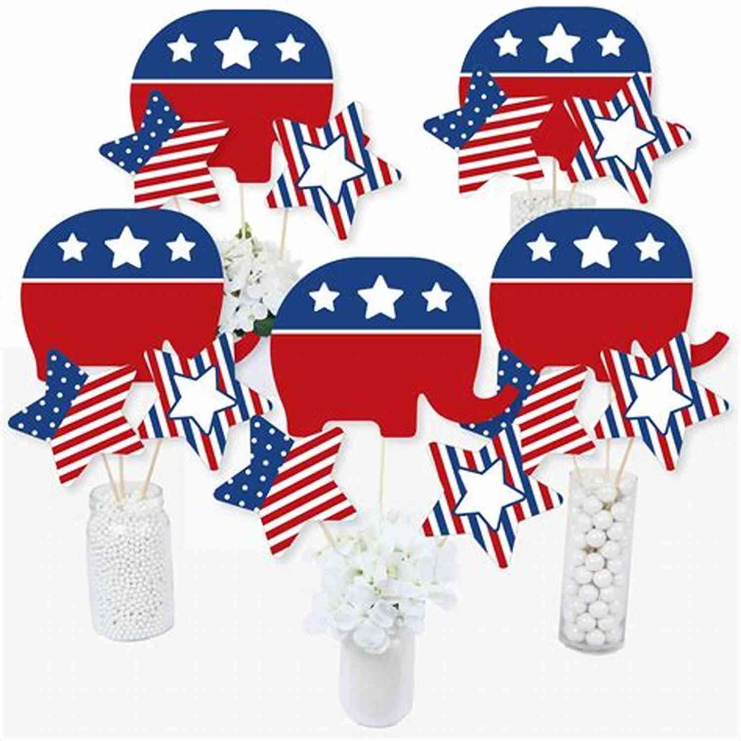 Close Up Of An Elegantly Designed Centerpiece With Political Party Symbols Representing The Couple's Shared Political Allegiance Partisan Wedding: Stories Ian Haight